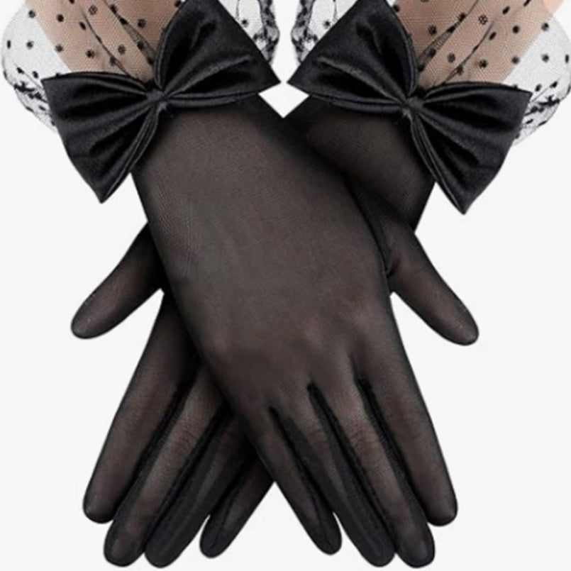 Vintage Mesh Gloves Bridal Wedding Bow Gloves