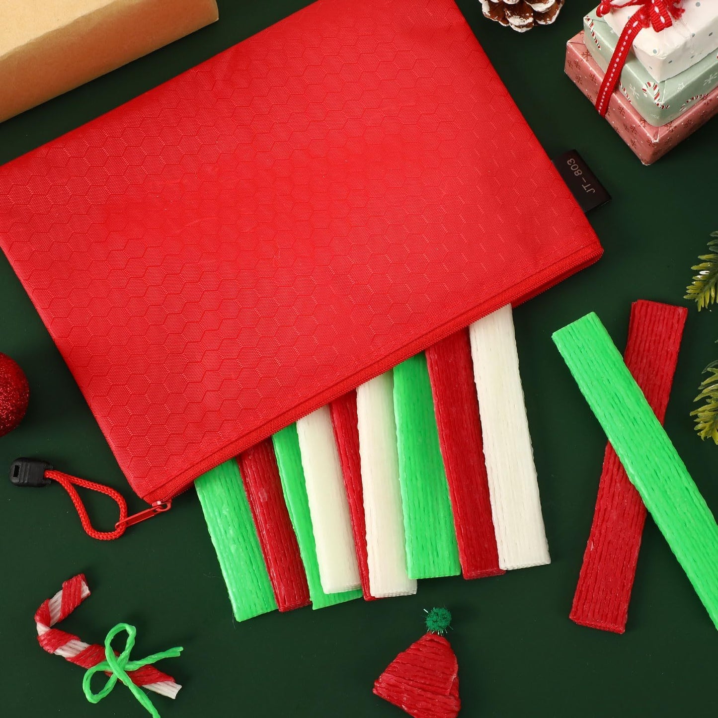 UPINS Wiki Sticks,  Christmas Wax Craft Sticks Red Green White Bendable Sticky Wax Yarn Sticks With Storage Bag For DIY School Project Art Craft Supplies Visit The UPINS Store,Amazon Is Banned