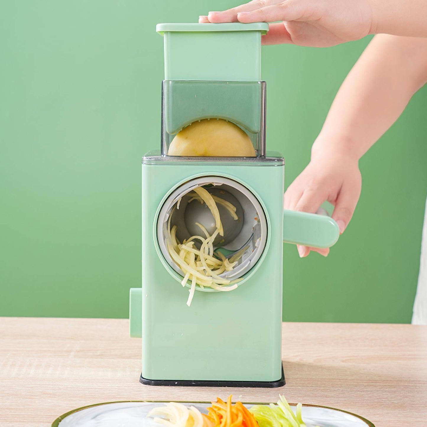 Multifunction Vegetable Cutter Slicer Hand Rotary Grater Shredder Roller