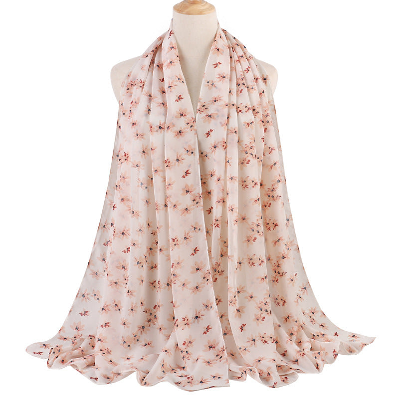 Breathable Chiffon Small Floral Long Towel