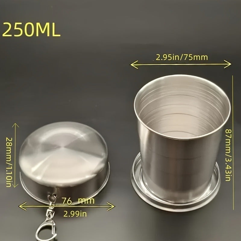 Stainless Steel Folding Cup -304 Stainless Steel, Compact And Portable, Not Easy To Deform, Suitable For Travel, Camping Picnic, Outdoor Shot Glass 250ml