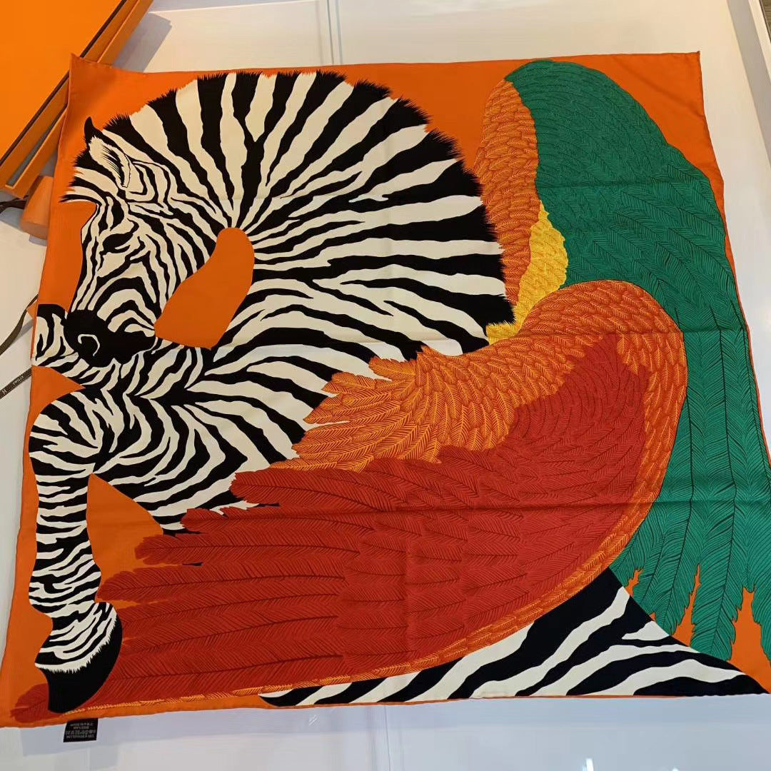 Handmade Hemming Twill Silk Printed Shawl