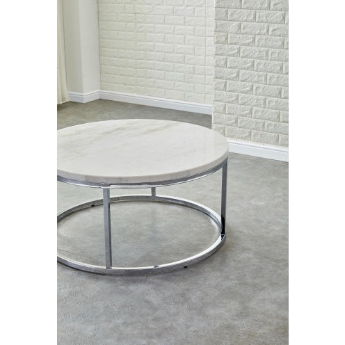 Echo - White Marble Top Round - White