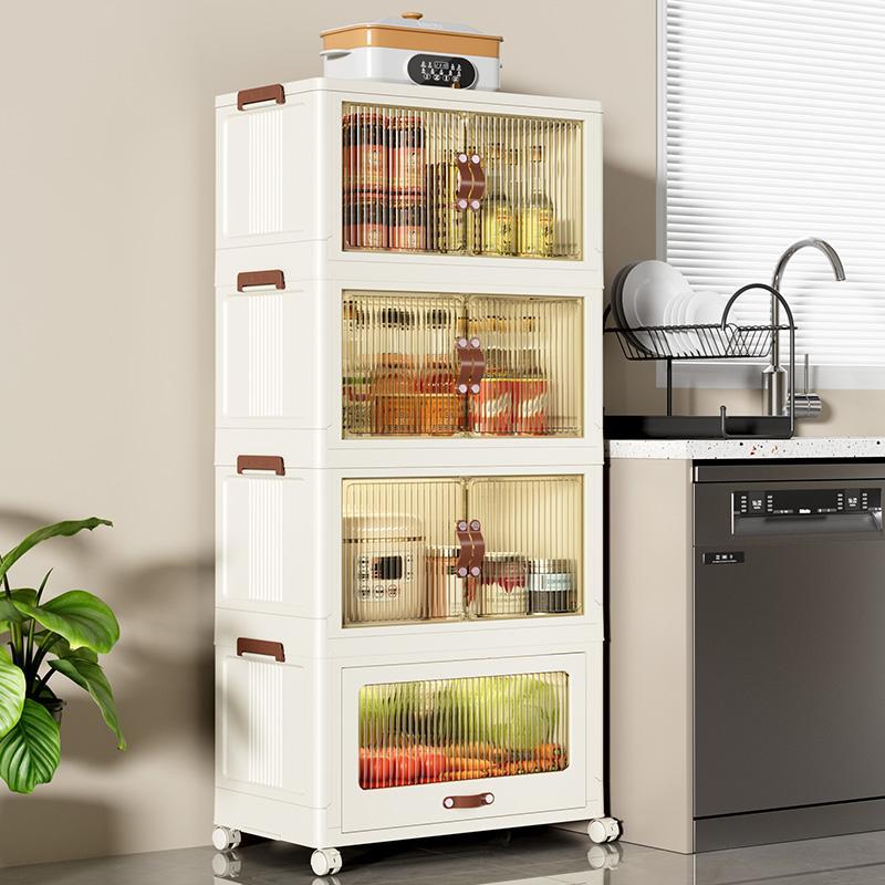 Baby Safety Transparent Opening Lid Indoor Home Decoration Storage Cabinet With Wheels