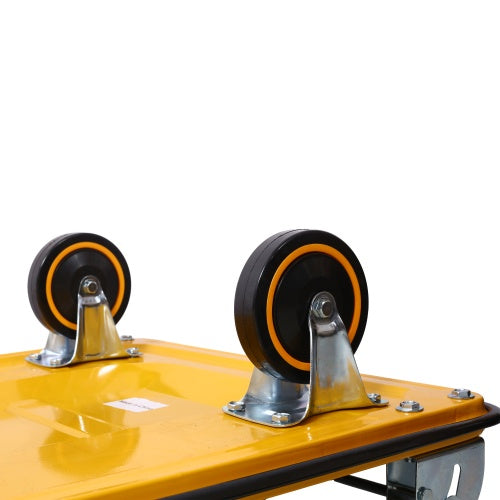 Foldable Platform Truck Push Dolly 660 Lb. Weight Capacity Black And Yellow