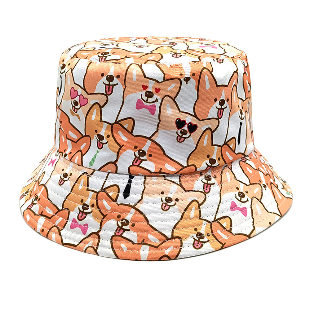 Puppy Pattern Bucket Hat Cartoon Double-sided Wearing Sunshade