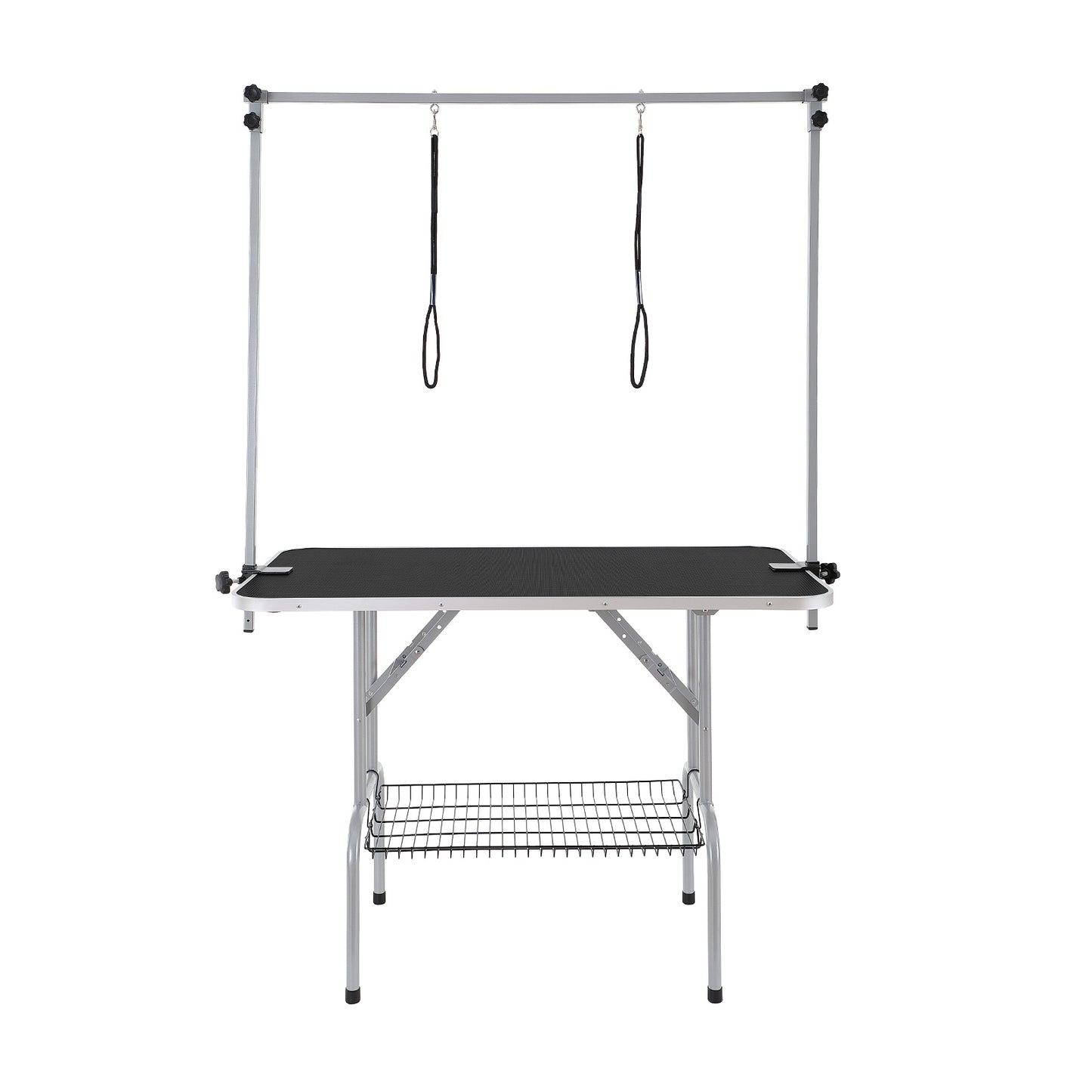 VEVOR Pet Grooming Table Two Arms With Clamp, 46'' Dog Grooming Station, Foldable Pets Grooming Stand For Medium And Small Dogs, Free No Sit Haunch Holder With Grooming Loop, Bearing 330lbs