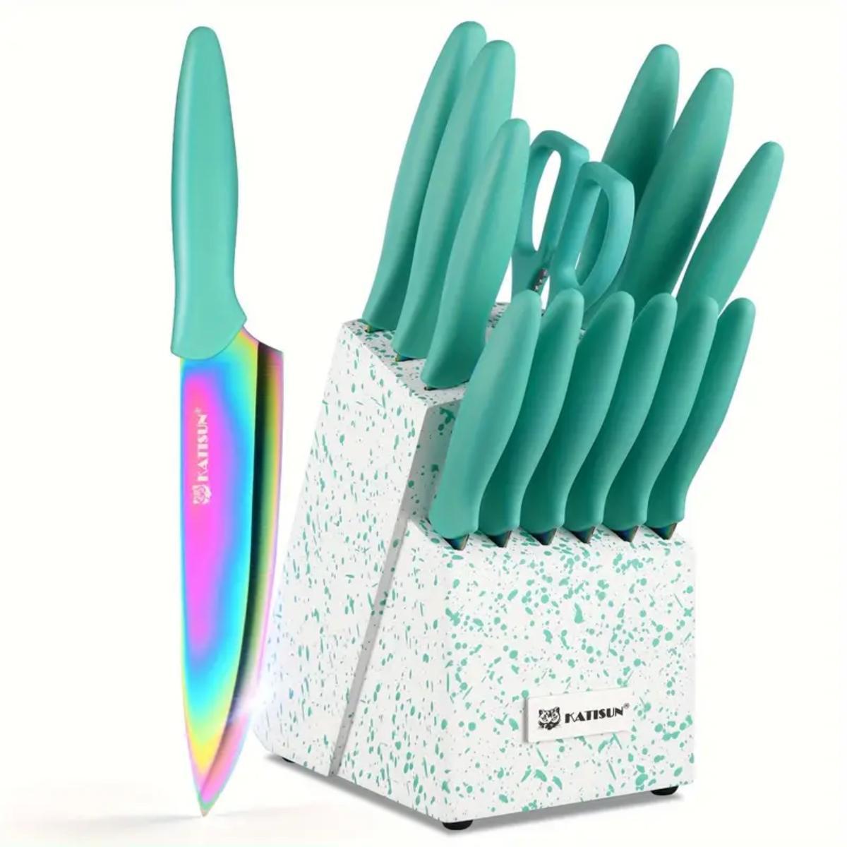 Beautiful Rainbow Titanium Coated Kitchen Knife Set