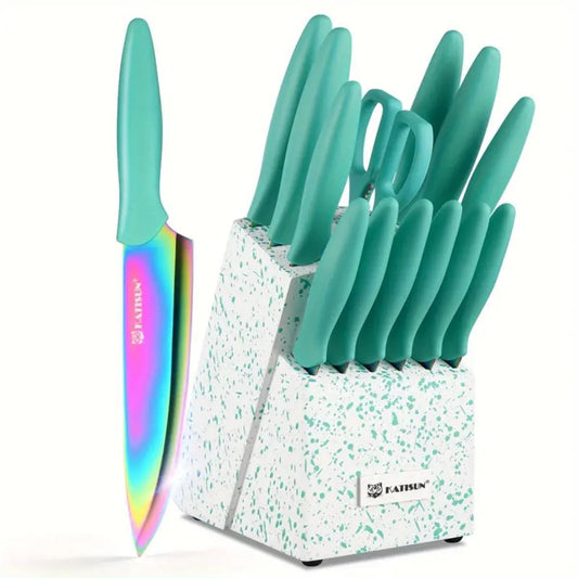 Beautiful Rainbow Titanium Coated Kitchen Knife Set