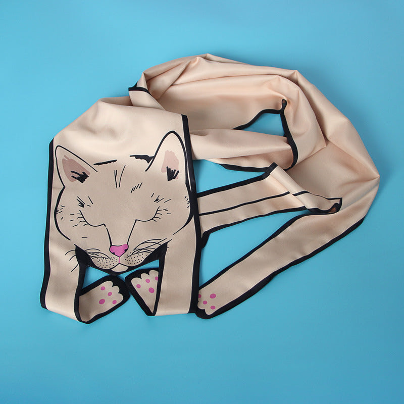 Small Scarf With Hair Band, Wild Decoration Long Small Silk Scarf Tied With Bag, Handle Scarf