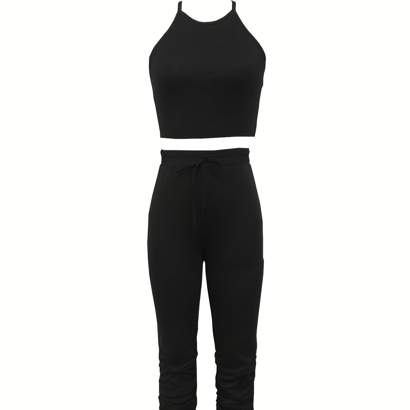 Women's Solid Color Slim Fit Fashionable Vest And Pants Set