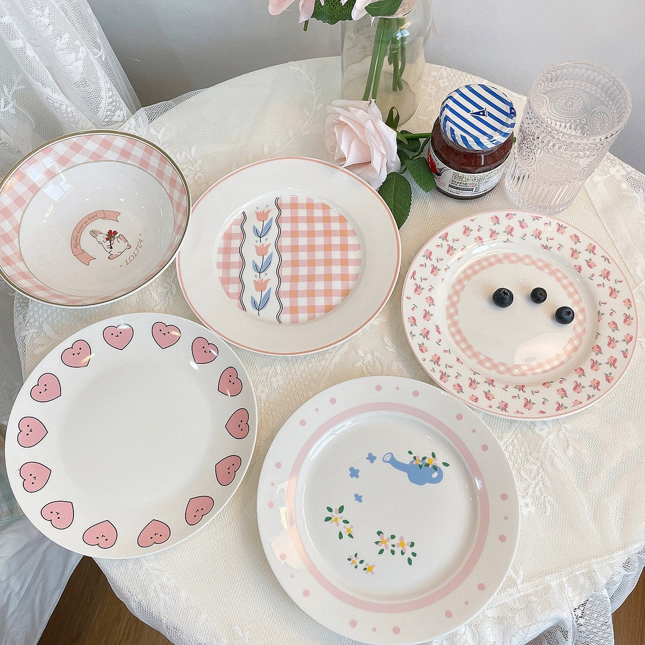 Cute Girl With Breakfast Ceramic Plate Dessert