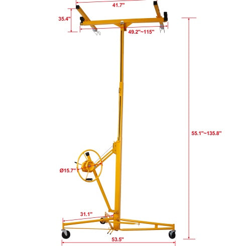 Drywall Lift Panel 11' Lift Drywall Panel Hoist Jack Lifter,yellow