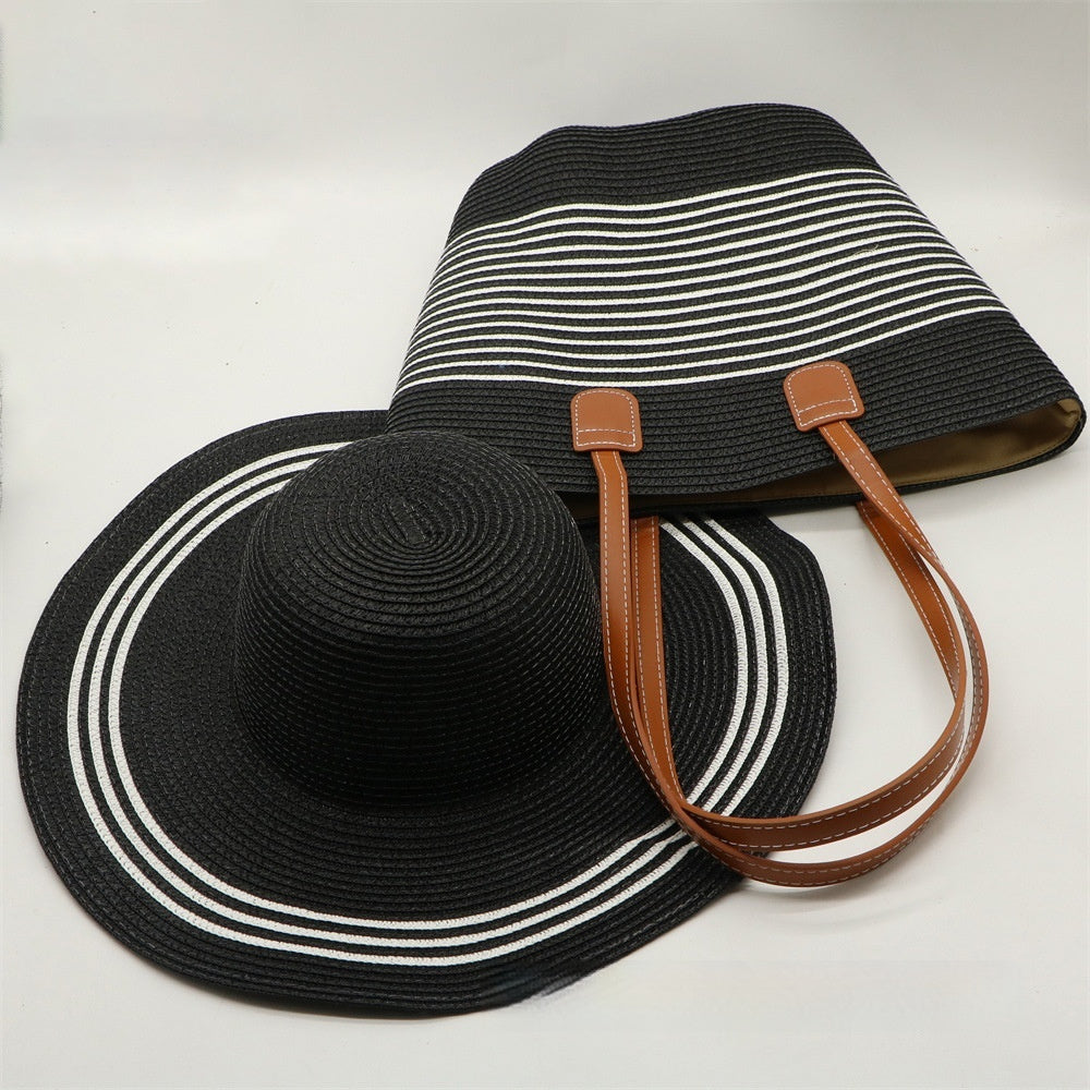 Straw Hat Bag Two-piece Set Sunshade Seaside Vacation