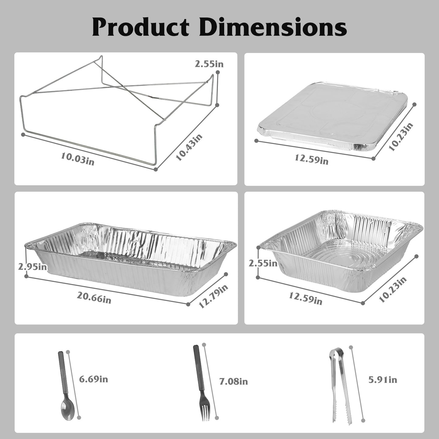 42Pcs Serve 6 Guests Disposable Chafing Dish Buffet Set Chafing Servers With Covers Spoons Forks Tongs Full-Size Pans Food Warmers For Parties Events Catering Supplies With Utensils And Lids