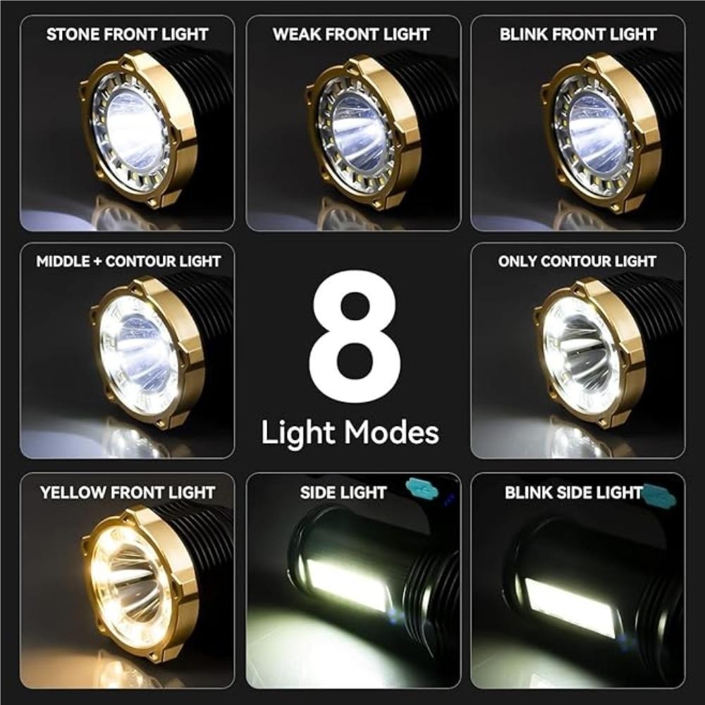 High Powered 12000000LM LED Flashlight Super Bright Torch USB Rechargeable Lamp