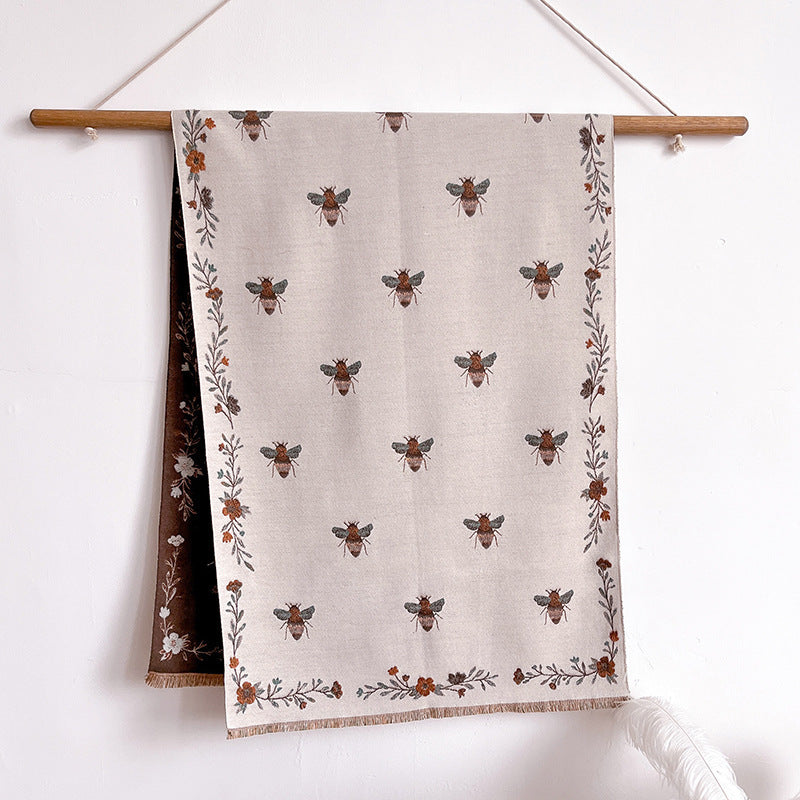 New High-grade Retro Cashmere Knitted Women's Autumn And Winter Warm Warm Shawl