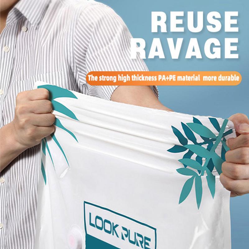 10 Transparent Vacuum Storage Bags, 4 Large Bags, 4 Medium Bags, 2 Small Bags With Pump, Reusable And Environmentally Friendly Storage, Compressed Clothing And Bedding, Dust And Moisture Proof