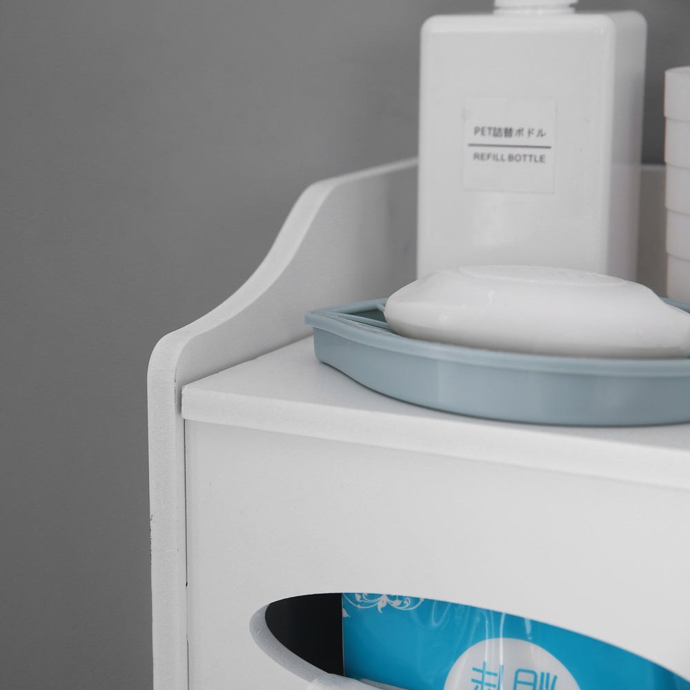 21x21x55cm, White Bathroom Cabinet With Flip Cover