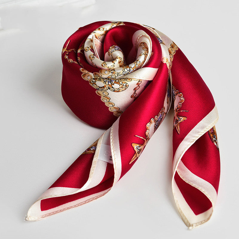 Silk Women's Square Scarf Exquisite Design Pattern Printing