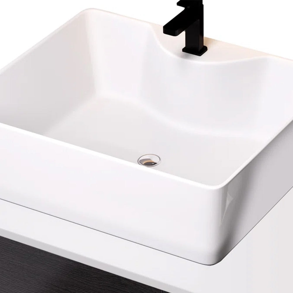 31.5 Inches Wall Mounted Single Bathroom Vanity With Engineered Stone Top