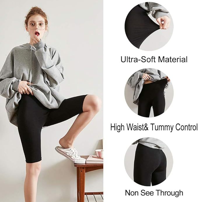 Women's Biker Shorts, 8-inch Summer Shorts, Soft And Elastic, Suitable To Wear Under Dresses, For Training, Running, Cycling And Yoga