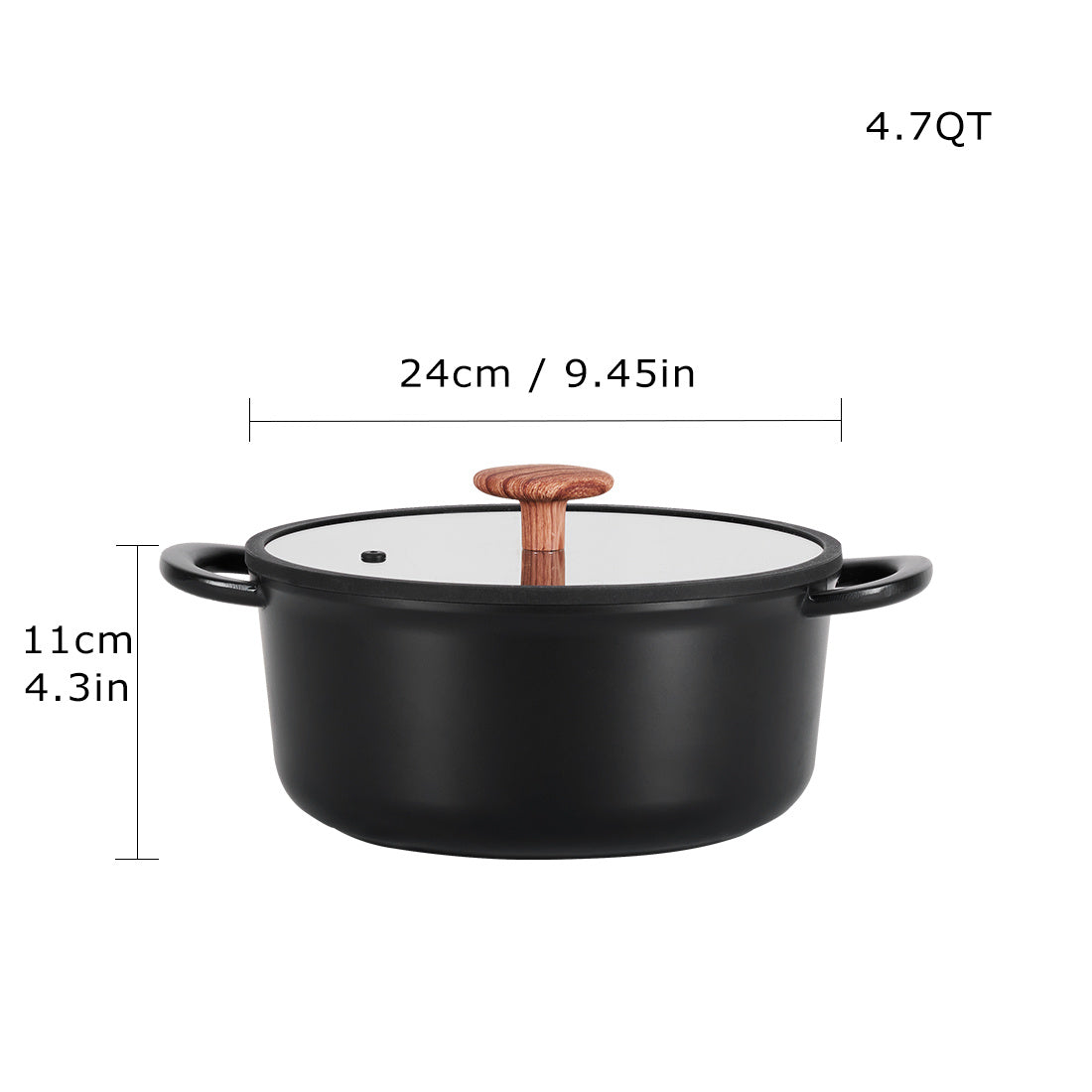 11 Inch Non-Stick Ceramic Soup Pot With Glass Lid , Dishwasher Safe, Suitable For Gas And Induction Cooktops, Free PFOA,PFOS