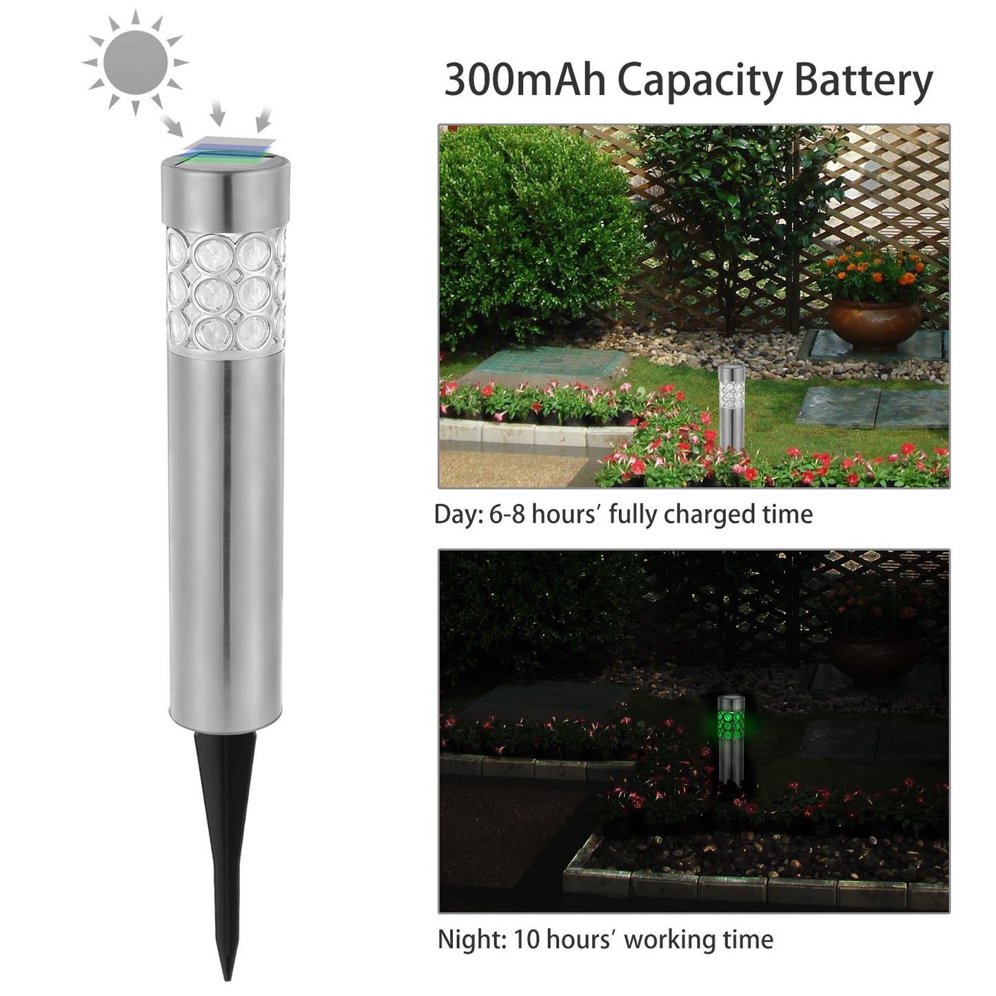 6Pcs Solar Pathway Light IP44 Waterproof 3 RGB Color Changing For Yard Garden Pathway Walkway
