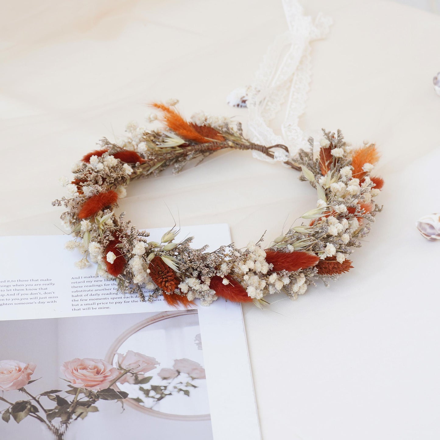 Gypsophila Crown, Dried Flower Crown, Bridal Wedding, Daily Party, Birthday Suitable Crown