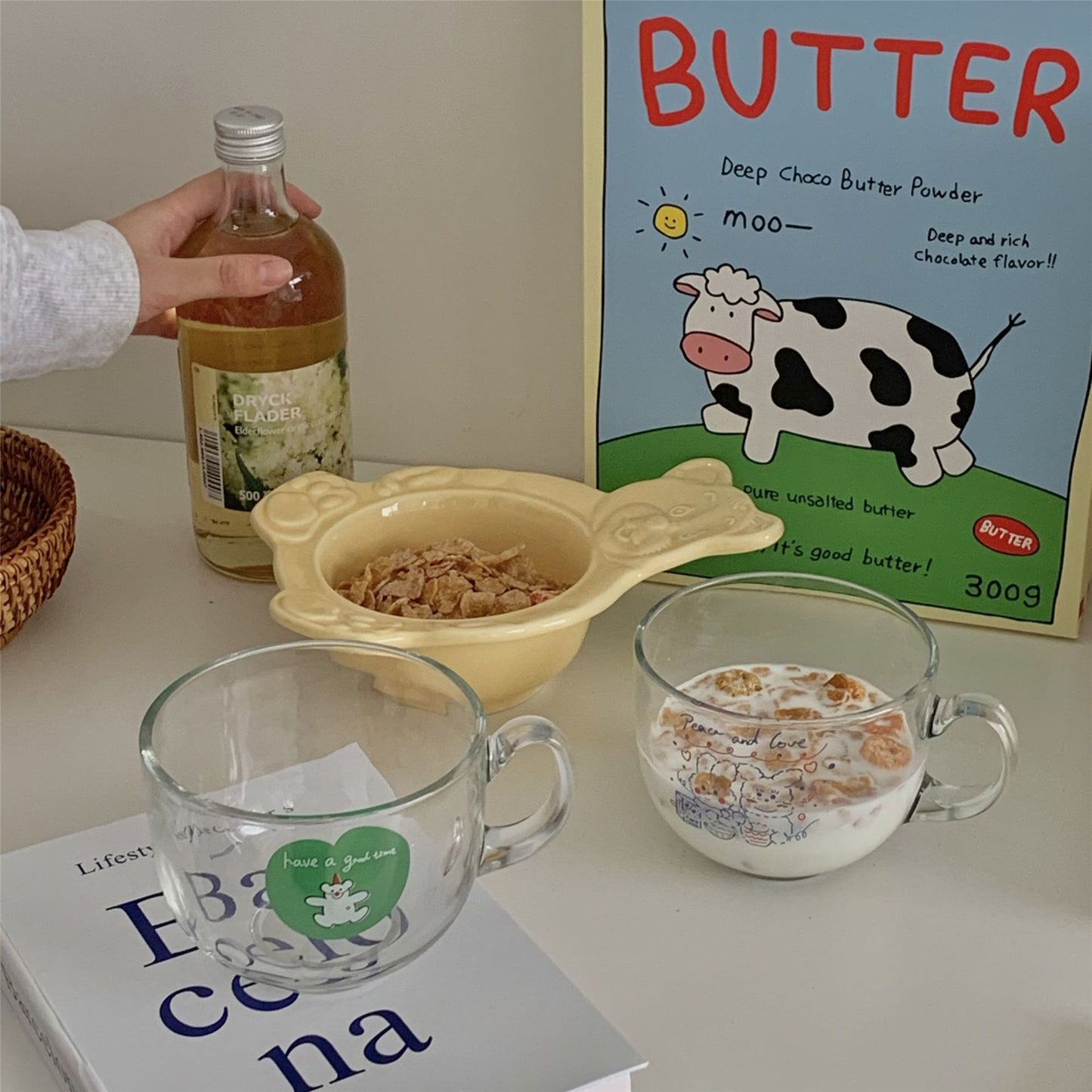 Large Capacity Bring A Glass Breakfast Milk Cup Japanese Girl Cup