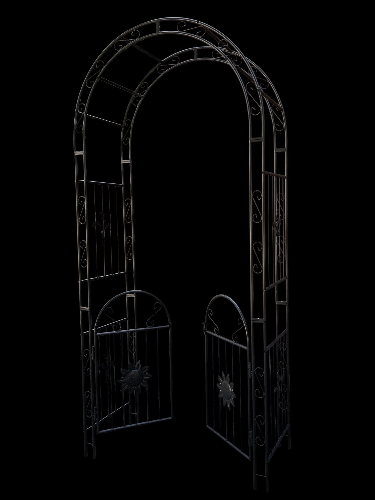 Metal Garden Arch With Doors, Arbor Trellis For Climbing Plants, Outdoor Wedding