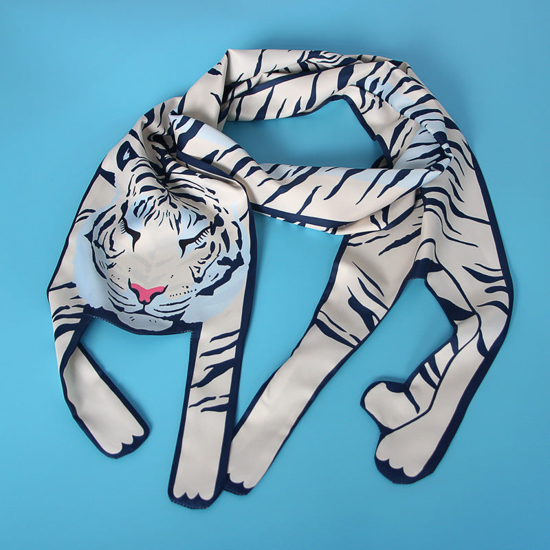 Small Scarf With Hair Band, Wild Decoration Long Small Silk Scarf Tied With Bag, Handle Scarf