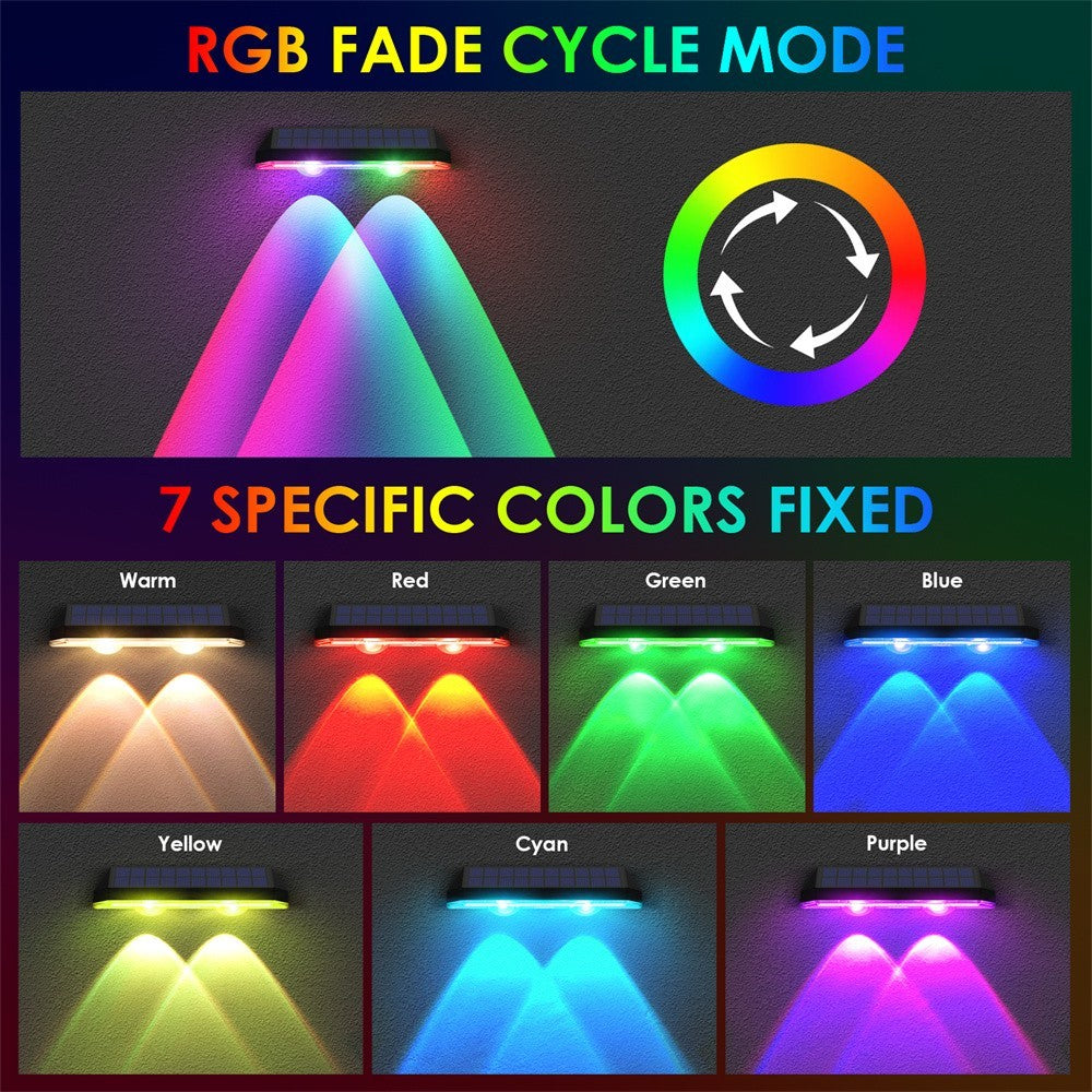 2PCS Super Bright Solar Powered Door Fence Wall Lights LED Outdoor Garden Lamp