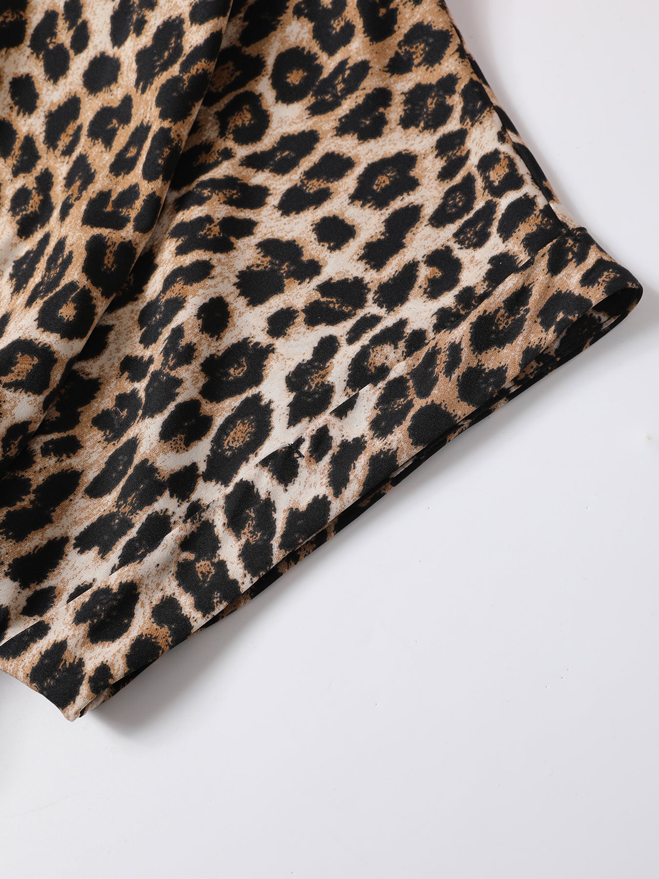 Women's Plus Size Leopard Print Dress - Summer Short Sleeve Button-Down Shirt Casual Loose Maxi Dress