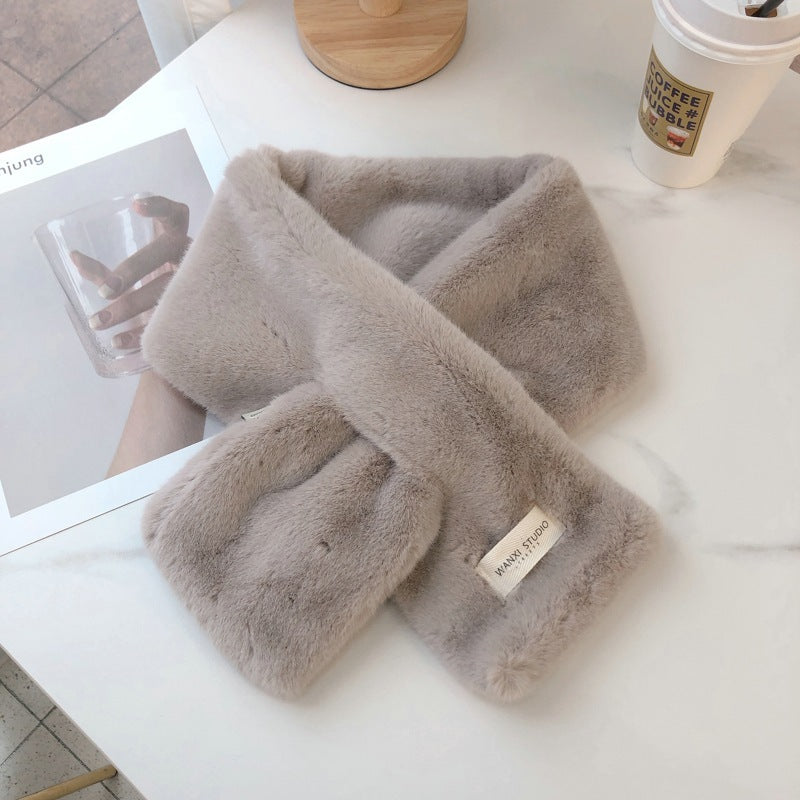 Cute Student Crossed Female Solid Versatile Thickened Warm Neckband