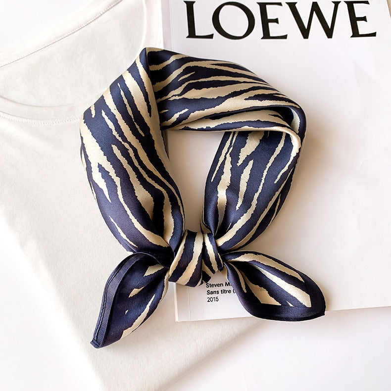 Silk Small Square Scarf Female Striped 53cm Silkworm Decorative