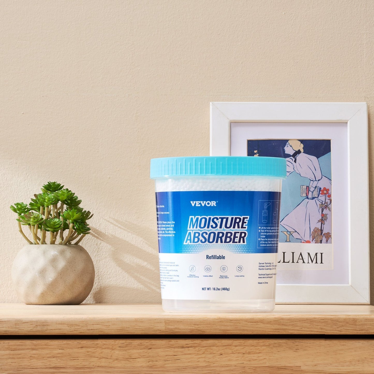 VEVOR Absorber Bucket, 2 Packs 16.2 Oz Hi-Capacity Absorber Bucket With 800ml Storage Area & Reusable Outer Bucket For Long-Term Use, Fragrance Free Absorber For Fresher Air