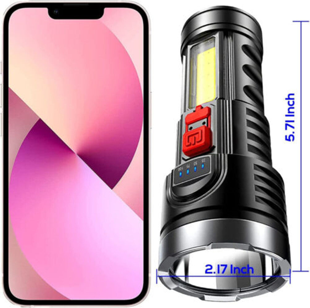 LED Flashlight Torch Rechargeable Work Light Built-in Battery
