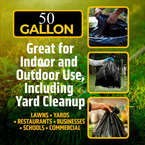 1.9MIL Thick 50 Gallon Black Garbage Bags 100 Pieces, No Delivery On Weekends, Prohibited From Sale On Amazon