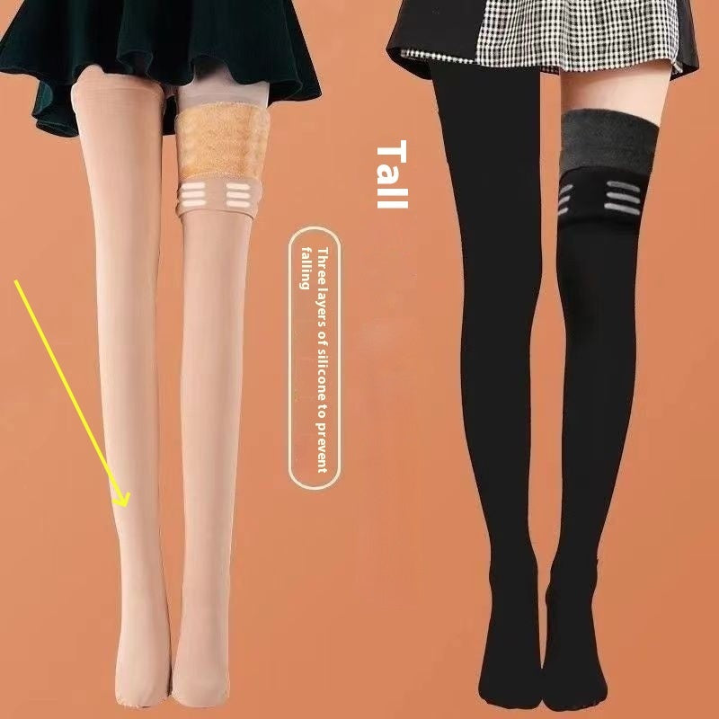 Women's Fleece-lined Thick Silicone Non-slip Thigh Knee Socks