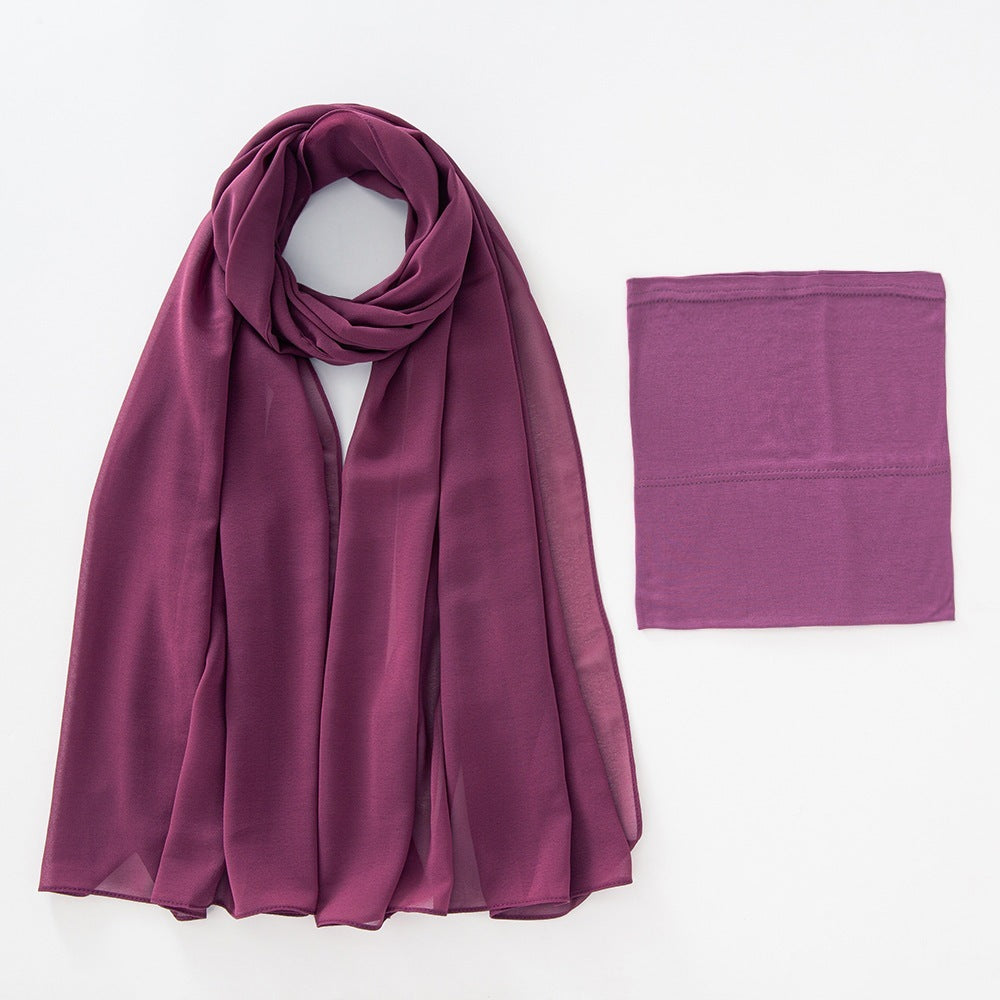 Modal Breathable Elastic Bucket Hat With Pearl Chiffon Scarf Headcloth