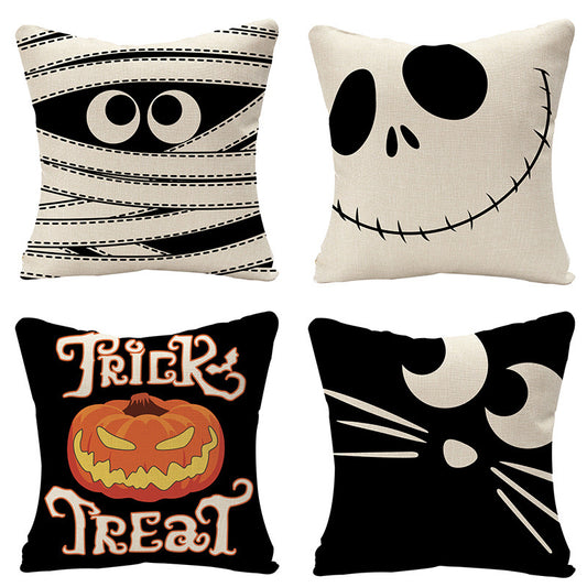 Home Fashion Halloween Linen Print Pillowcase