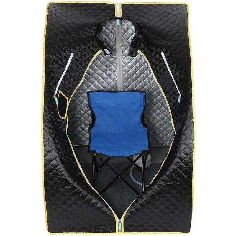 Portable Steam Sauna Kit, Home Black Sauna, With Folding Chair, Stainless Steel Pipe Support, Personal Spa For Insomnia Relief