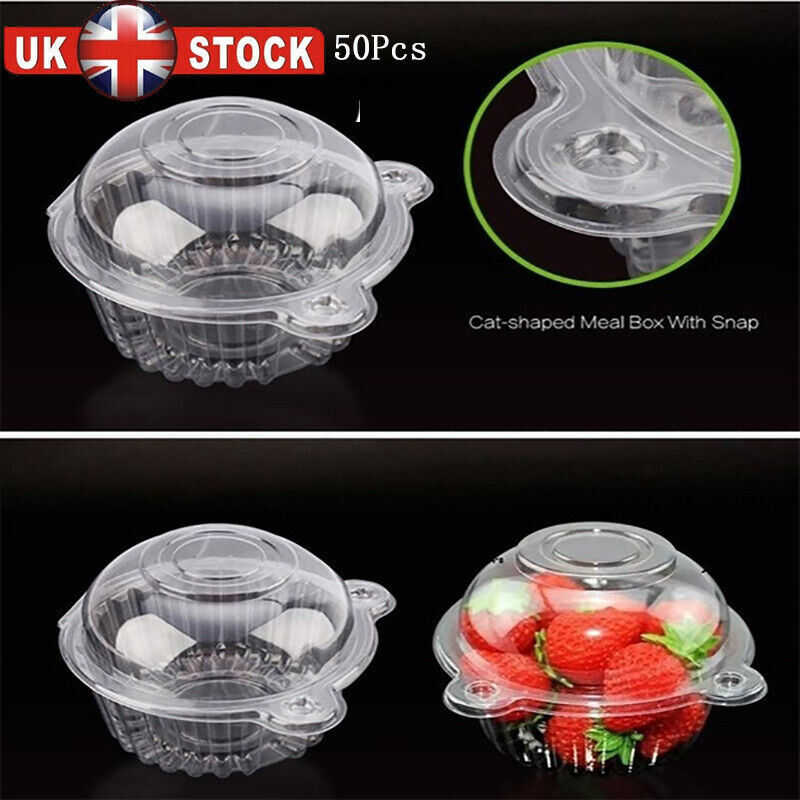 SINGLE CUPCAKE BOXES CLEAR MUFFIN HOLDER CASES DOMES CUPS PODS CONTAINERS