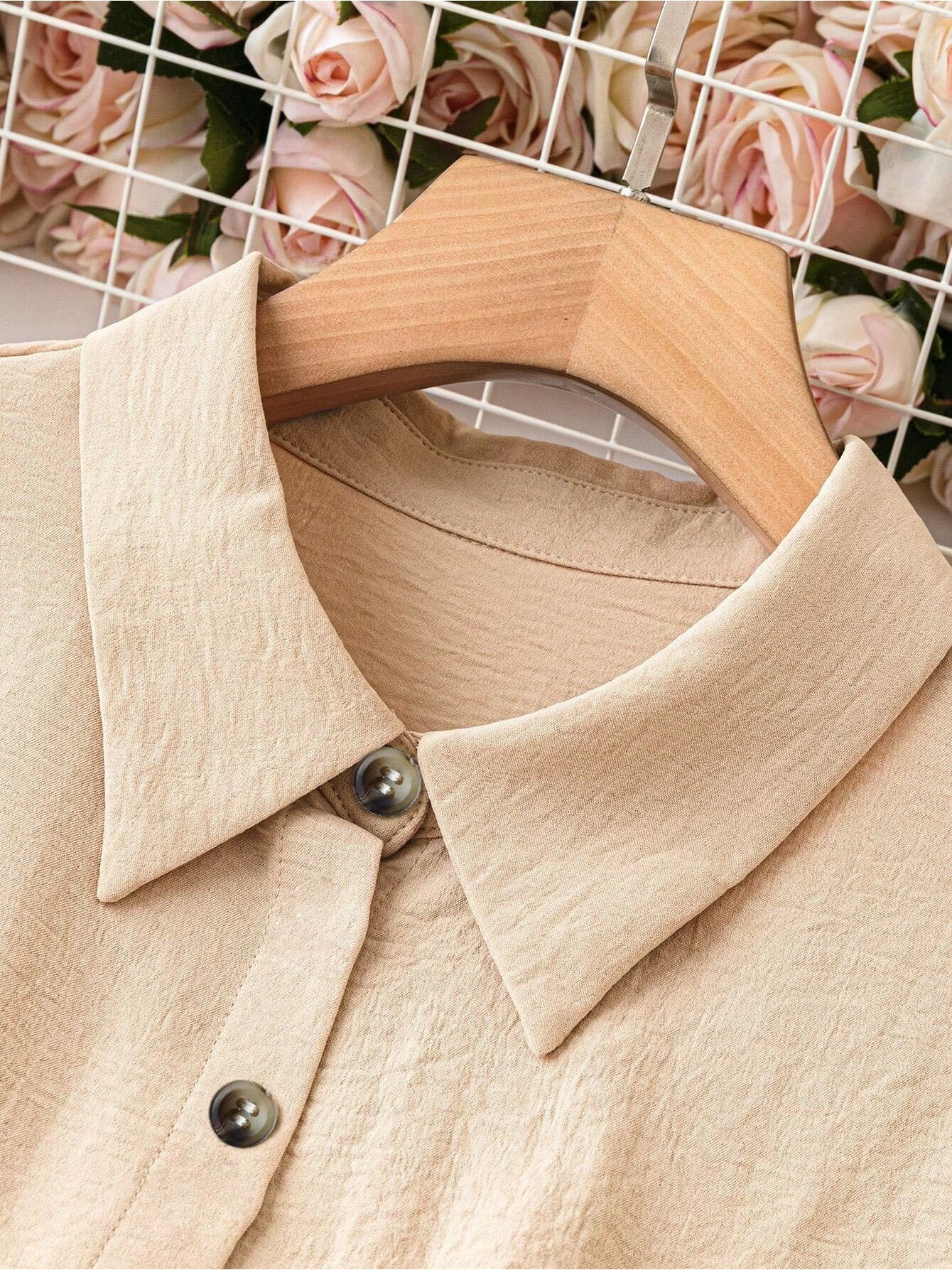 Women's Plus Size Collared Button-Down Shirt - Summer Vacation Casual Short-Sleeve Top For Outings