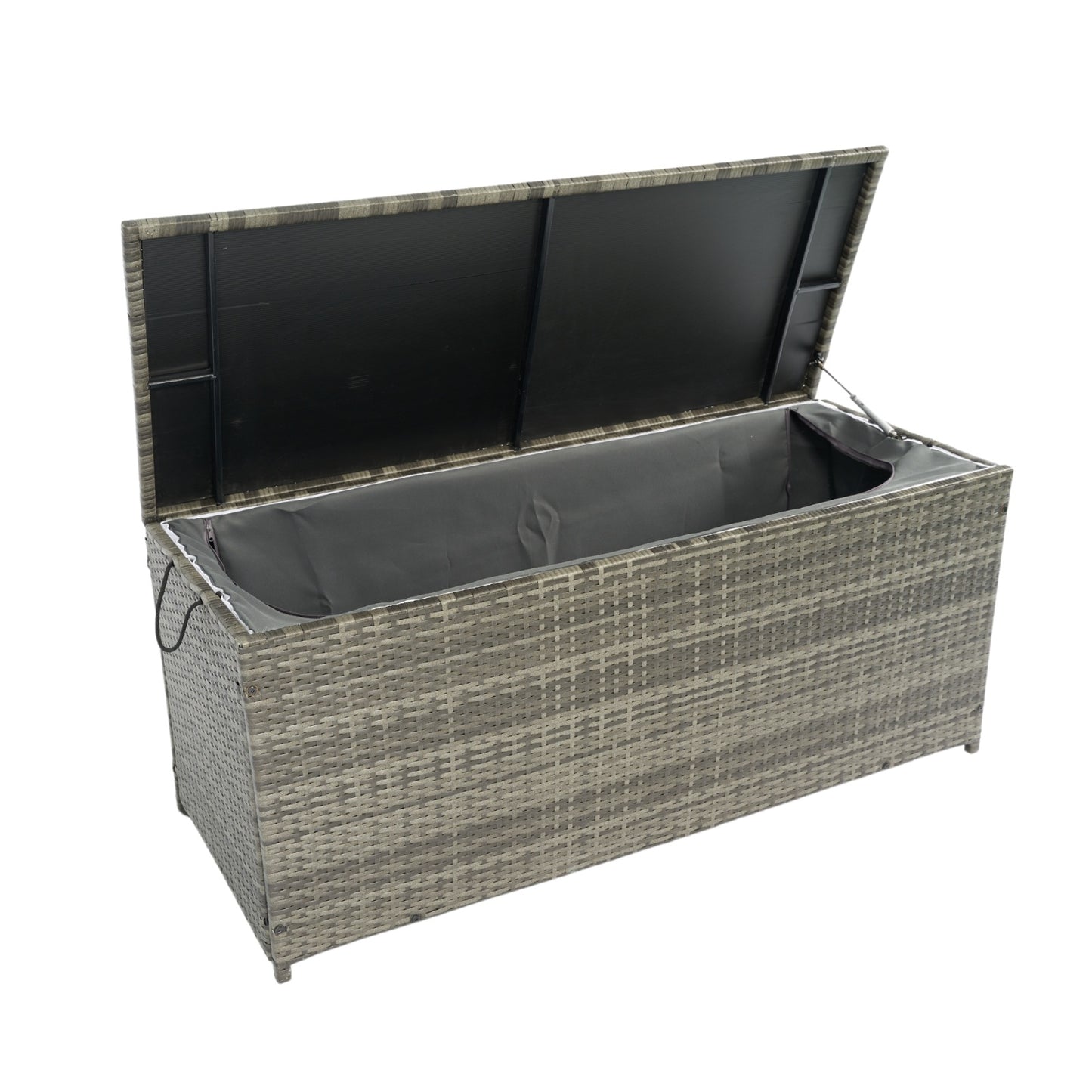 113 Gallon Wicker Patio Deck Box With Lid For Outdoor Cushion Storage