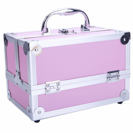 Handheld Top Double Opening Aluminum Alloy Makeup Case With Mirror
