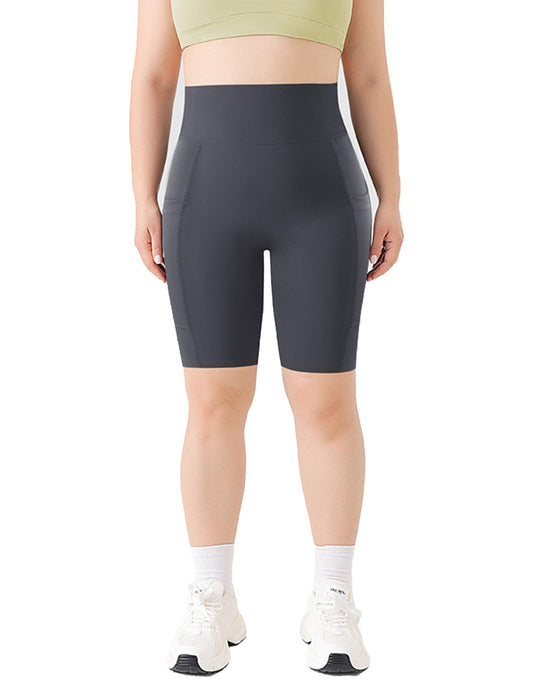 Yoga Pants - Five Points High Waist Slanted Pockets To Tuck The Abdomen Solid Color Dark Gray