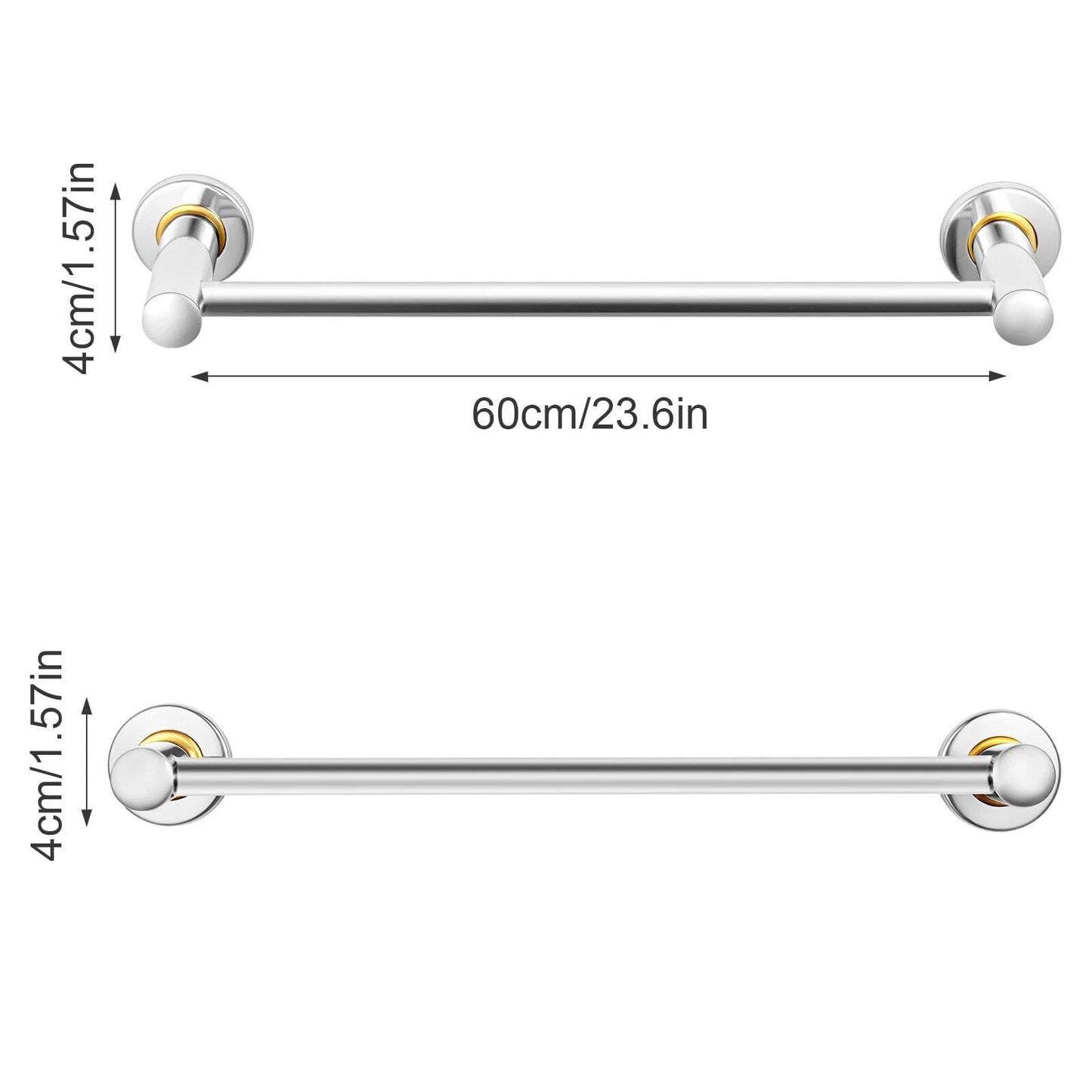 50cm 60cm Single Towel Bar Bracket Wall Mounted Towel Holder Bathroom Kitchen