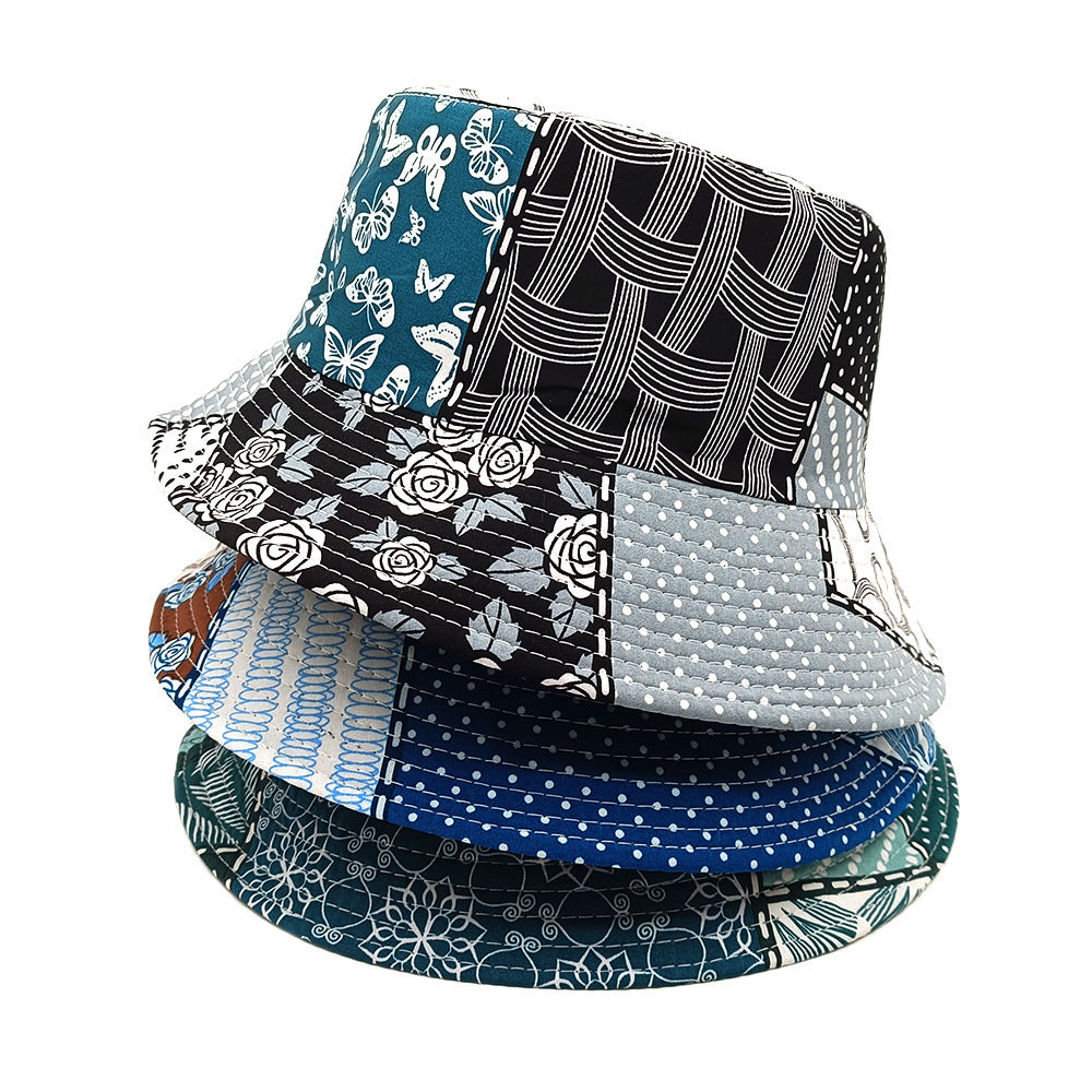 Geometric Bucket Hat Color Matching Printing Double-sided Wear Bucket Hat